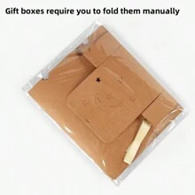 10pcs/Pack Square Kraft Paper Gift Box, Beige Bow Flap Gift Box, Hollowed Out Star And Moon Ramadan Festival Gift Box, Can Be Used For Candies, Party Favors, Holiday Favors, Etc.