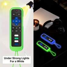 1pc Silicone Remotes Cover Case Compatible With Roku Express | Roku Express 4K+ | Battery Case TCL Roku TV Roku Streaming Stick 4k+ Remote, Silicone Protective Controller Universal Sleeve Glow In The Dark - Multicolor - View 4