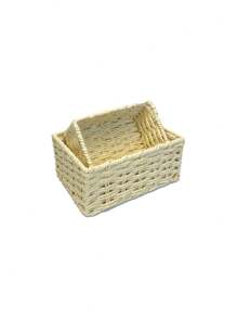 Cestino intrecciato per uso domestico, cestino di immagazzinaggio intrecciato con corda di carta, adatto per salotto, camera da letto, per contenere giochi di bambini, cestino di immagazzinaggio da tavolo