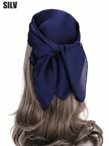1pc Ladies' Imitated Silk Square Scarf Hair Accessory, Solid Color Simple Classic Scarf For Hair, Neck, And Head Casual Bandana,Hair Band,Head Band Ideal For Dressing Up Your Look Witch - Black - View 14