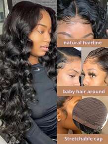 Brazilian Hair Loose Deep Wave Wig 4x4 Transparent Lace Closure Wigs For Women Pre Plucked Natural Hairline Remy Human Hair Wigs, 180% Density, 16-34 Inch, Natural Black Hair, Elegant & Glamorous Daily Look, Wedding Party Gift - Natural & Black - View 10