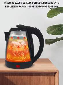 2 Litros Tetera Cafetera Hervidor Eléctrico Acero Inoxidable - Negro - Ver 3