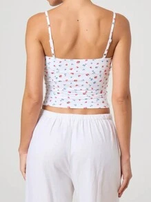 Women's Y2k Cami Tops Summer Sleeveless Slim Fit Camisole Cute V Neck Open Back Crop Tops Casual Going Out Tank Tops Streetwear - 藍色 - 查看 4