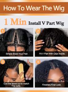 V 部分假发 女士真发 升级版 U 部分假发 真发 卷曲假发 原生发 无胶 可戴可戴 假发 极简假发 250% 密度