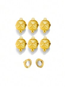 Set de 5 broches magnéticos redondos con patrón de escamas de pez en color dorado vintage para pañuelos, brazaletes, collares y accesorios de joyería DIY W370