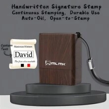 Customized Signature Stamp, Handwritten Business Signature Stamp, Personal Name Seal, Automatic Press Seal, Light-Sensitive Portable Personal Customization - Black Walnut Wood Grain - View 9