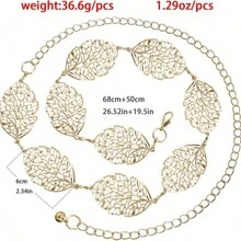 Retro Adjustable Metal Chain Belt Hollow Out Carved Waist Belts For Women For Dresses Chain Belt