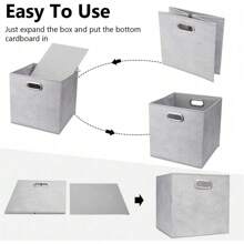 13 Inch Collapsible Storage Cubes Bins Teal Stripes Fabric Storage Boxes Foldable Cube Inserts Storage Grey Printed Folding Cloth Storage Baskets Drawer Organizer - Gray-white Dots - View 5