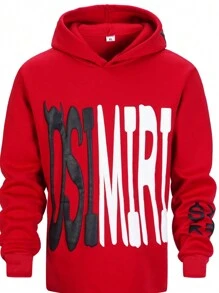 OSIMIRI Letter Print Hoodie For Both Men And Women Pullover Sweatshirt Harajuku Star Jacket Streetwear,The Best Choice For Autumn And Winter Gifts - 紅色 - 查看 5