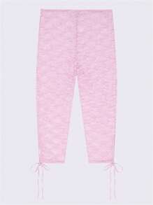 Teens Lace Capri Pants Casual Bandage Cutout Leggings See-Through Elastic Trousers Young Adult Clothing For Daily