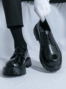 Spring 2025 Men's Lace-Up Business Casual Shoes, Pointed Toe British Style Oxford Dress Formal Shoes For Fashionable Stylists And Nightclub, Vintage , Versatile