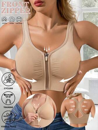 Women Underwear Sports Bras Tights Crop Top Yoga Vest Front Zipper Workout Tank Tops Strap Shockproof Gym Fitness Athletic Running Yoga Fitness Lingerie Push Up Bra Women Sports Bra ﻿