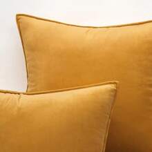 1pc Velvet Edged Square Cushion Cover, Solid Color, For Sofa, Bedroom, Car, 18x18 Inch (45x45cm)