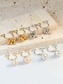 1 Pair Luxury Faux Pearl Wrapped/Double Heart Nipple Clamps, Baroque Pearl Nipple Clips, Suitable For Women's Daily, Party, Valentine's Day, Holiday Wear - Multicolor - View 2