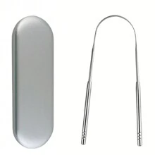 Stainless Steel Tongue Cleaner, Oral Tongue Coating Removal Tool, Safe Curved Design, Gentle Cleaning, Helps Reduce Mouth Odor, Flexible Oral Hygiene Instrument