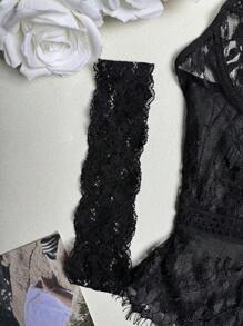 Ropa interior para mujeres, conjunto de corpiño de encaje y tanga con liguero
