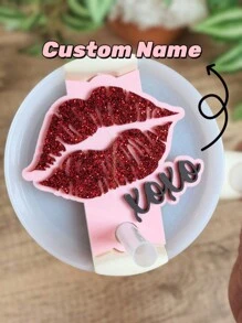 XOXO Lips Tumbler Tag, Valentine's Tumbler Tag, Tumbler Name Plate, Personalized Tumbler Topper, Name Plate, Cup Name Tag