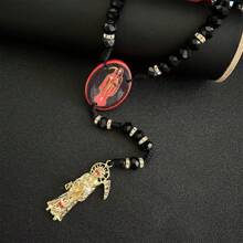 黑色木质死神项链，配红色念珠，手工制作的死神念珠礼物，男女皆宜。 - 彩色的 - 查看 2