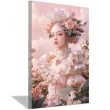 Beautiful Women Wall Art, Wildflower Landscape Print, Abstract Flower Spring Print, Flower Meadow, Vintage Style Art, Modern Decor Poster, Poster Prints, Framed And Ready To Hang. (30x45cm)12x18inch Framed