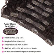 Clip In Hair Extensions - 140G Synthetic Hair Dark Brown Clip In Hair Extensions Jerry Curly Hair Extensions For Extensions Hairpieces (2# 24 Inch)(Pack Of 7) - Dark Brown - View 4