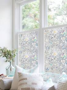 YUANYI 1 件 17.52 英寸 * 78.74 英寸静电贴窗膜、玻璃贴膜、3D 全息玻璃贴纸静电贴防偷窥膜适用于办公室和家居装饰，PVC 自粘，可重复使用！