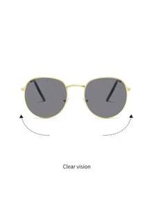 1pc Metal Frame Minimalist Glasses, Artistic Round Large Metal Frame Glasses