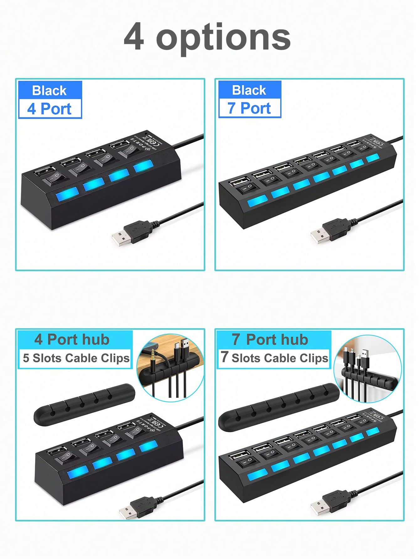 محور يو اس بي متعدد المنافذ 7 في 1 – موزّع يو اس ب...