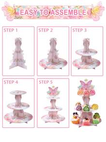 1 Set Rosa Schmetterling Stil Kuchenständer, mehrstufiges Papier Kuchentablett & Kuchenrand, Serviertablett, Schmetterling Party Dekorationen, Baby Shower Dekoration Gender Enthüllungs-Dekoration, Rosa Schmetterling Thema Geburtstagsdekoration, Geburtstagsgeschenk Party Begünstigung Feiertagsereignis Party Kuchendekoration Zubehör Wohndekoration Zimmer Dekoration Tischdekoration Kuchen Display Ständer, Küchendekoration Bäckerei Kochen Dekorationen, Kuchenständer, Küche DIY Kuchen Kochen Dekorationen