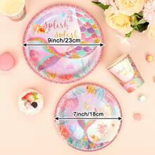 1pc Mermaid Tail Pattern Paper Plate, Disposable Party/Birthday Theme Plate