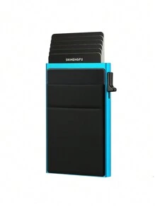 1pc, Minimalist Pop-Up Card Holder Wallet, Suitable For Men's RFID Shielding | Ultra-Thin Business Credit Card Wallet With Money Bag | Aluminum Metal Bank Card Holder, Can Store Banknotes, Coins, And Debit Cards, Is The Best Gift For Men