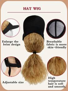 Synthetic Hat Wig Ponytail Adjustable Ladies Ponytail Wig 12-Inch Baseball Cap Wig Sporty Style Wavy High Ponytail Suitable For Ladies To Wear Daily. - 彩色 - 查看 5