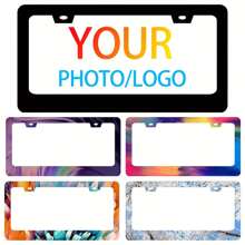 Custom 6x12 Inch Aluminum Personalized License Plate Frame, Record Your Memorable Moments, High Attention Catching Customized License Plate Frame, Personalized Design With Photo, Text, Logo (1 Set)