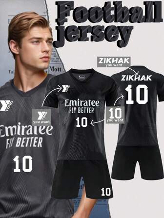 Conjunto de equipación de fútbol personalizable inspirado en el Real Madrid para hombres - Conjunto personalizado de camiseta y pantalones cortos, estilo de diseño de casa, logotipo, número y contenido de texto personalizables, selección de temporada, deportes y aire libre, ropa deportiva y de entretenimiento personalizada para hombres