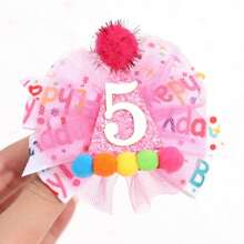 Moño para el cabello de color rosa intenso para cumpleaños - Lazos de cinta de "Feliz Cumpleaños", Moños de sombrero de cumpleaños rosa, Accesorios para el cabello de cumpleaños para niñas, Accesorios para el cabello de tercer cumpleaños para niñas - Multicolor - Ver 5