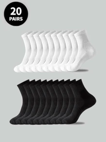 5 Paar/10 Paar/20 Paar Herren Freizeitsocken, Halblangschaftsocken, weiße Socken, Wintersocken, schwarze Socken, geruchshemmend, Sport, atmungsaktiv, schweißabsorbierend