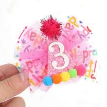 Moño para el cabello de color rosa intenso para cumpleaños - Lazos de cinta de "Feliz Cumpleaños", Moños de sombrero de cumpleaños rosa, Accesorios para el cabello de cumpleaños para niñas, Accesorios para el cabello de tercer cumpleaños para niñas - Multicolor - Ver 3