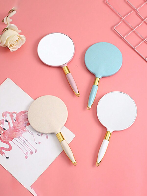 1 Stück Vintage Stil Handspiegelmit Griff, kompakter Makeup Spiegel