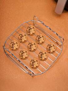 1PC Air Fryer Rack, Grill, Stainless Steel Layer Rack Air Fryer Accessories, Multi-Purpose Double Rack With Skewer Round Cooking Rack Toast Rack, Stackable Metal Stand, Stainless Steel Double Layer Air Fryer Rack, Increase The Available Space In The Deep Fryer, Easily Cook A Variety Of Foods, Provide Better 360-Degree Heat Circulation, Make Food More Evenly And Fully Heated. Delicious Cooking Crisps Out Without Burning
