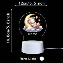 1 szt. Spersonalizowana nazwa z kreskówkowym misiem śpiącym na księżycu. Kreatywny prezent. Iluzja światła 3D. Lampka nocna LED. Ciepłe światło. Prezent urodzinowy. Prezent świąteczny. Dekoracja. Lampka nocna na biurko. Spersonalizowane prezenty. Wystrój pokoju. Wystrój domu. Wystrój jesienny. Dekoracje świąteczne. Zabawki. Spersonalizowane rękodzieło. Szykowna jesień. Dom i styl życia. Świąteczna atmosfera w domu. Jesienne odświeżenie domu. Dekoracje świąteczne. Harmonia w domu.