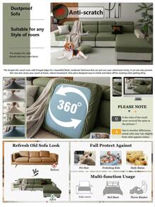 1 件纯色毛绒沙发套，弹性环绕沙发套，温暖舒适简约风格，防宠物防滑，四季可洗，适用于客厅、卧室、办公室、1/2/3/4 座沙发，带扶手和靠背 - 綠色 - 查看 5