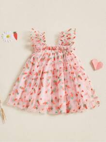 Toddler Girls Sleeveless Dress Easter Outfit Casual Summer Carrot/Rabbit Print Mesh Tulle Dress For Cute Clothes - Multicolor - View 3