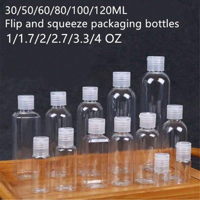 30ml/50ml/60ml Travel Bottles For Shampoo And Shower Gel, Flip-Top, Leakproof, Squeeze Container, 100ml/120ml Cosmetic Bottle, Reusable, , Family Essential