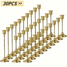 30 件优雅浪漫的欧式婚礼装饰，复古镀金和镀铜，中心烛台，锥形金属烛台，房间和家居装饰 - 銅色 - 查看 1