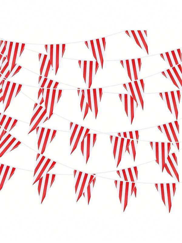 Bandeiras de circo listradas de 10m/20 peças, triângulos, bandeirinhas, decorações vermelhas e brancas para festa de aniversário, carnaval