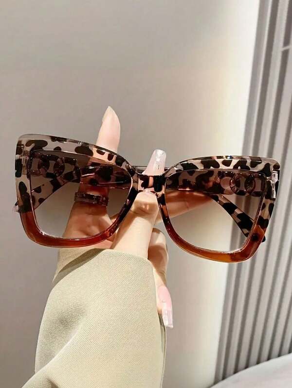 1 pieza Gafas de ojo de gato para mujer, montura clásica de moda de PC, adecuadas para senderismo y actividades al aire libre, lentes de PC, gafas decorativas regulares para verano, playa, vacaciones y viajes