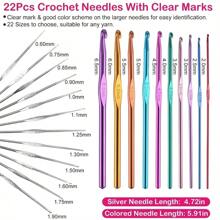 Crochet Kit 22 Colored Aluminum Needles + Case Ref:CL-55 - 彩色 - 查看 2