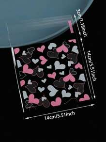 100pcs/Set Heart Shaped Gift Bags, Sizes: 7*7cm, 10*10cm, 14*14cm