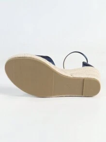 Women's Platform Sandals, Casual Open Toe Thick Sole Summer Shoes, Comfortable Strap Design With Buckle & Rope Bottom
