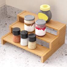1 szt. Organizer na przyprawy, 3-poziomowy organizer na przyprawy z bambusa, organizer na przyprawy do blatu kuchennego do szafki