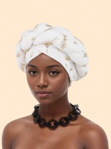 1 Piece Bronzing African Headtie Braid Turban Caps For Women Nigeria Wedding Geles Party Headgear Headpiece Auto Gele Female Head Wraps - Feather Gilded Braid - View 8